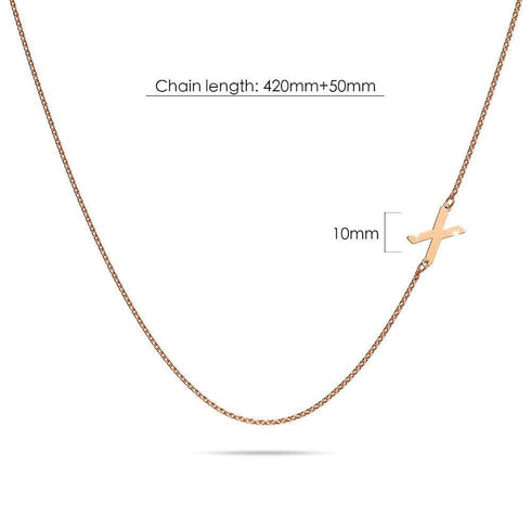 Bold Alphabet Letter Initial Charm Necklace in Rose Gold Tone